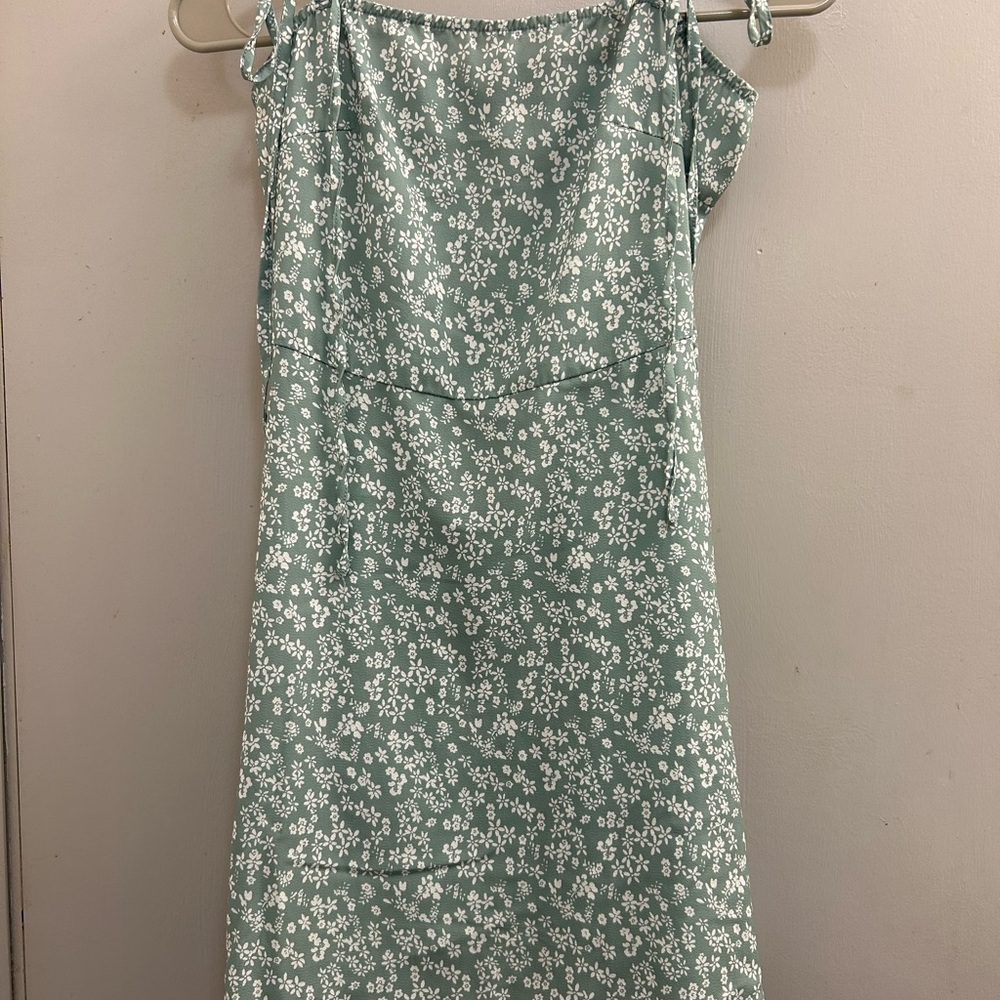 SHEIN Green Mini Slip Dress with Tie Straps